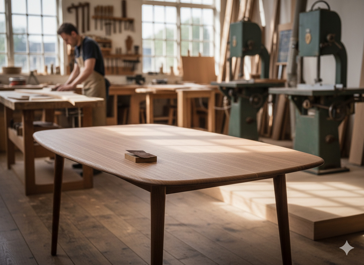 Håndlavet spisebord i egetræ